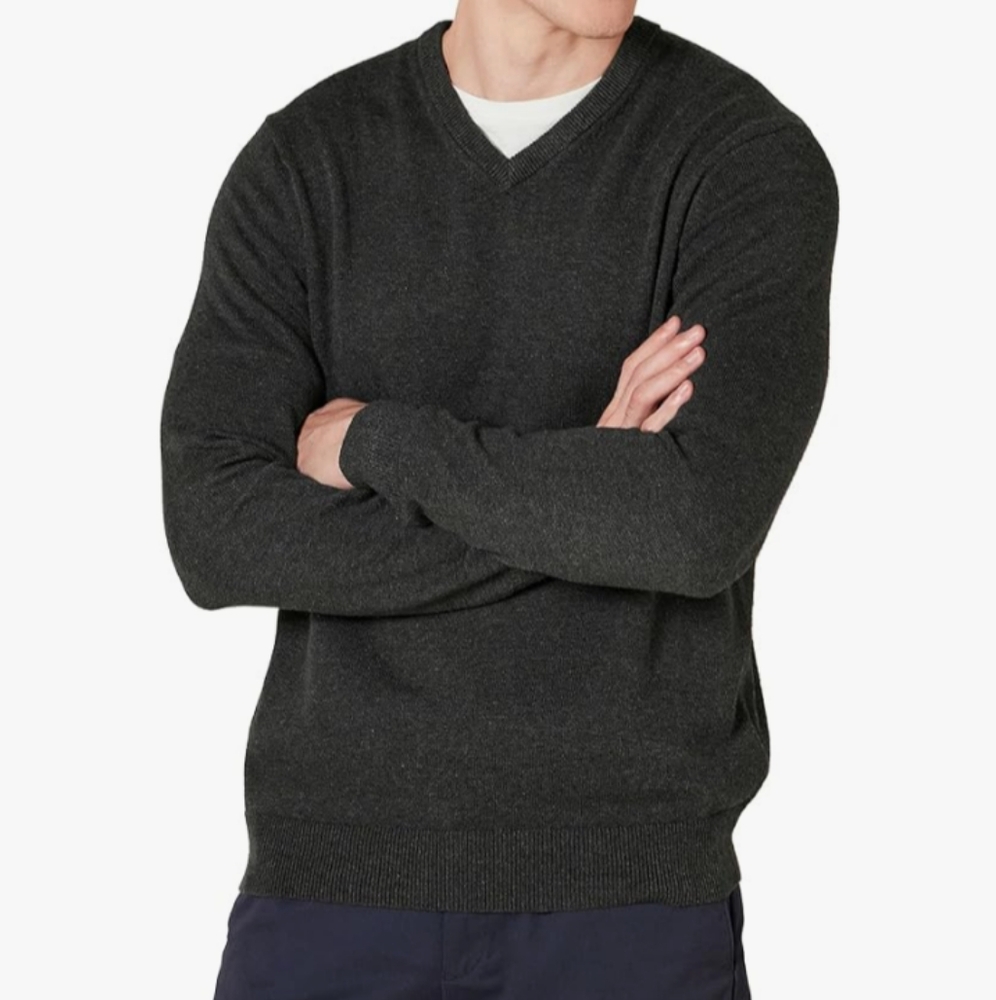 Amazon Essentials | Heathered Charcoal V-neck Sweater